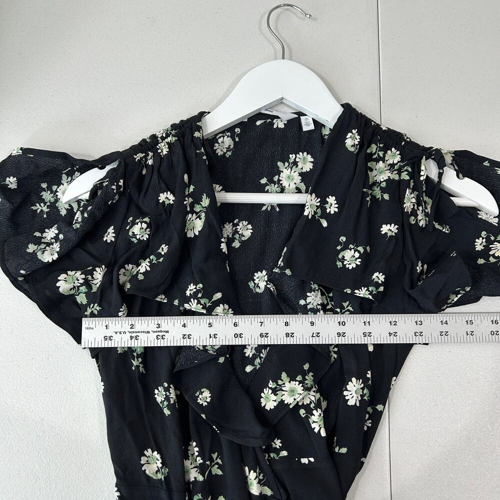 & Other Stories Floral Wrap Maxi Dress Womens 0 Black Prairie Cottagecore Fairy - Picture 14 of 16